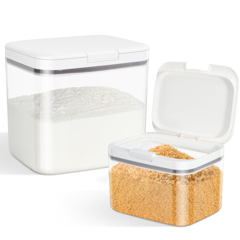 TBMAXS Flour Sugar Storage Containers, 2Pack 2.9 Qt + 4.75 Qt Food Storage Container with Pop-to-Flip Lids for Rice Dog Food Dog Treat Storage, Kitchen Organizers and Storage - Image 1